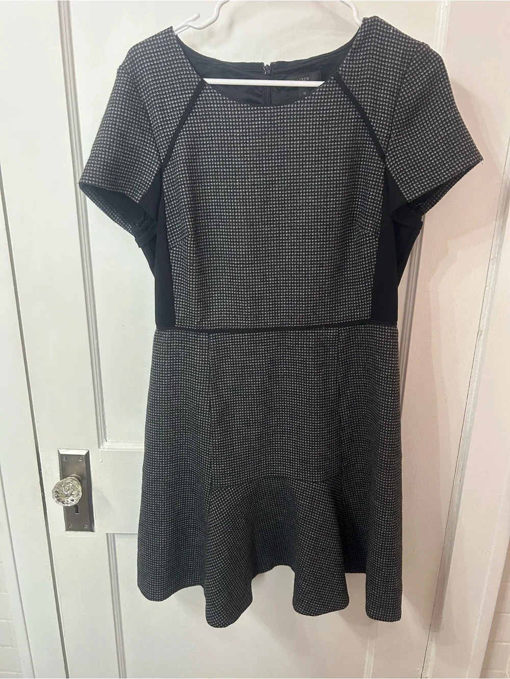 J. Crew Black and Gray Fit-and-Flare Mini Dress